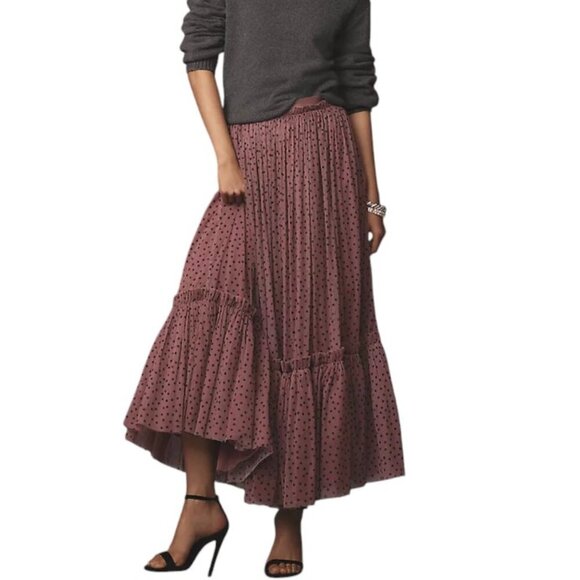 Maeve Dresses & Skirts - Anthropologie Maeve Tiered Tulle Maxi Skirt, Pull On, Poofy, Polka Dot, Small